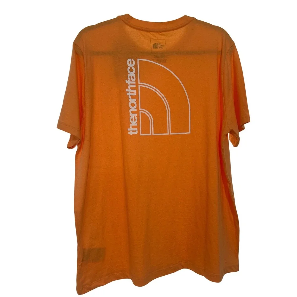 The North Face Womens Outline Tee Bright Cantaloupe Orange Logo Shirt XL NEW - Picture 4 of 10